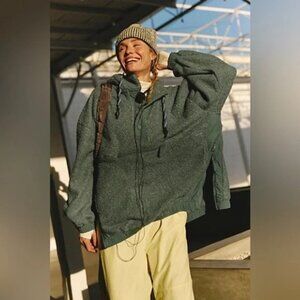 NWT Free People FP Movement Fuzzy Was She Fleece Pullover - Midnight Jade